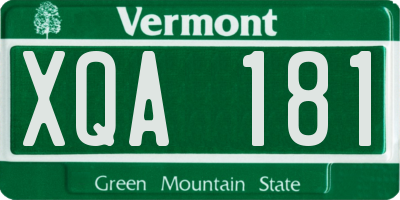 VT license plate XQA181
