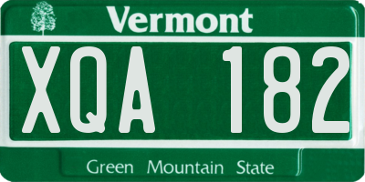 VT license plate XQA182