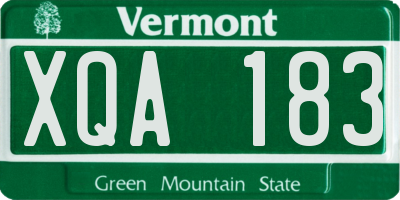 VT license plate XQA183