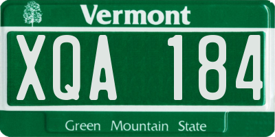 VT license plate XQA184