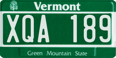 VT license plate XQA189