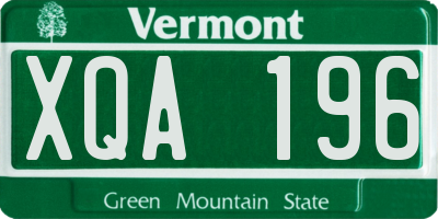 VT license plate XQA196