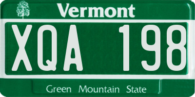 VT license plate XQA198