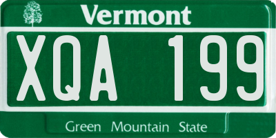 VT license plate XQA199
