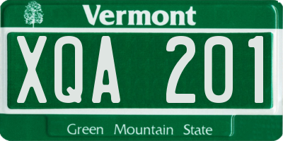 VT license plate XQA201