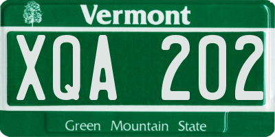 VT license plate XQA202