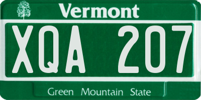 VT license plate XQA207