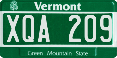 VT license plate XQA209