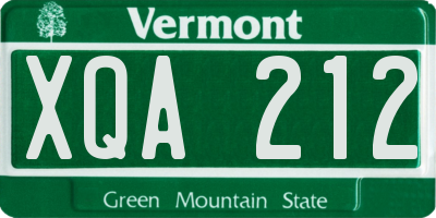 VT license plate XQA212