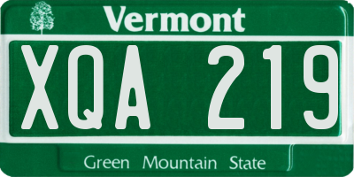 VT license plate XQA219