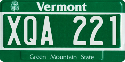VT license plate XQA221