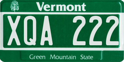 VT license plate XQA222