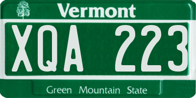 VT license plate XQA223
