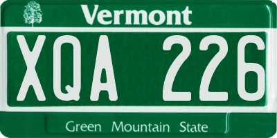 VT license plate XQA226