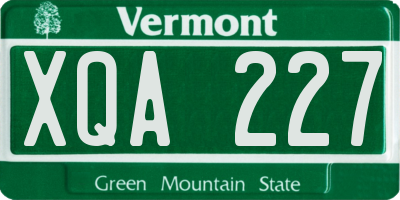 VT license plate XQA227