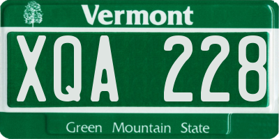 VT license plate XQA228