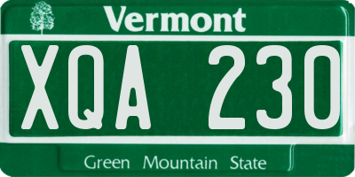 VT license plate XQA230