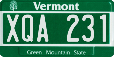 VT license plate XQA231