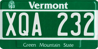 VT license plate XQA232