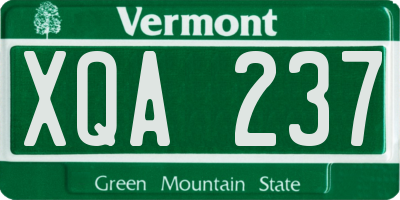 VT license plate XQA237