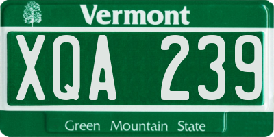 VT license plate XQA239