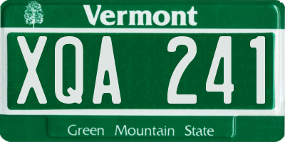VT license plate XQA241