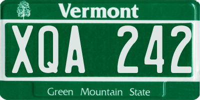 VT license plate XQA242