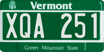 VT license plate XQA251