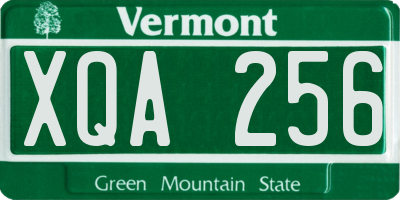 VT license plate XQA256