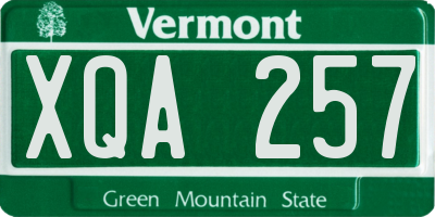 VT license plate XQA257