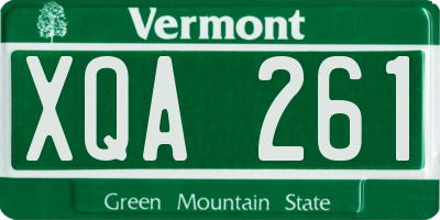 VT license plate XQA261