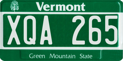 VT license plate XQA265
