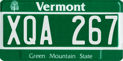 VT license plate XQA267