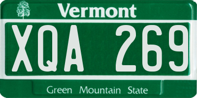 VT license plate XQA269