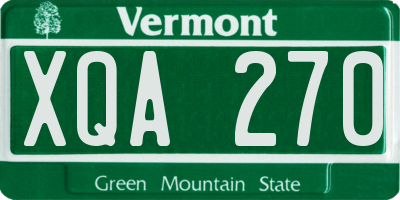 VT license plate XQA270