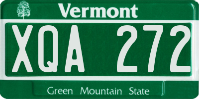 VT license plate XQA272