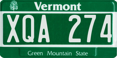 VT license plate XQA274