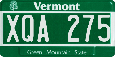 VT license plate XQA275