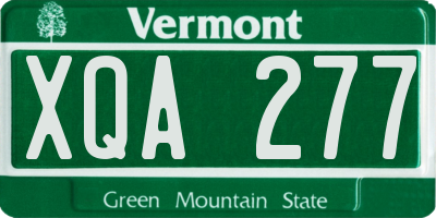 VT license plate XQA277