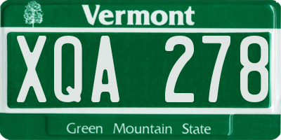 VT license plate XQA278