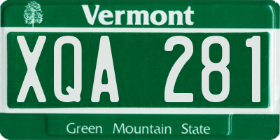 VT license plate XQA281