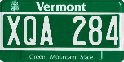VT license plate XQA284