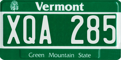 VT license plate XQA285