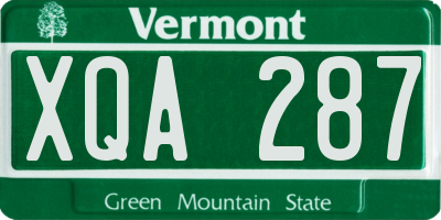 VT license plate XQA287