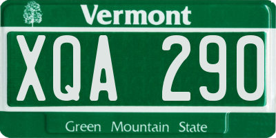 VT license plate XQA290