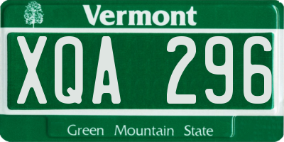 VT license plate XQA296