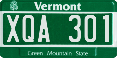 VT license plate XQA301