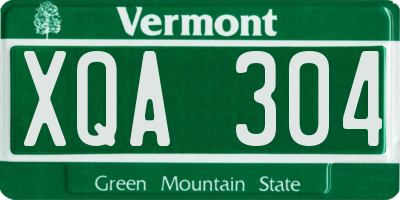 VT license plate XQA304