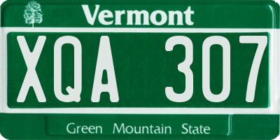 VT license plate XQA307