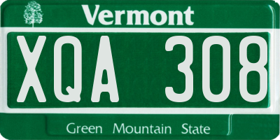 VT license plate XQA308